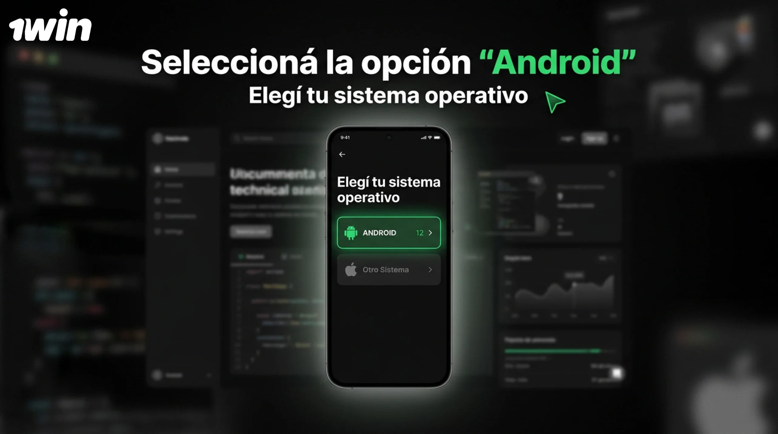 Seleccione la opción «Android» entre las alternativas disponibles en el sitio web de 1win
