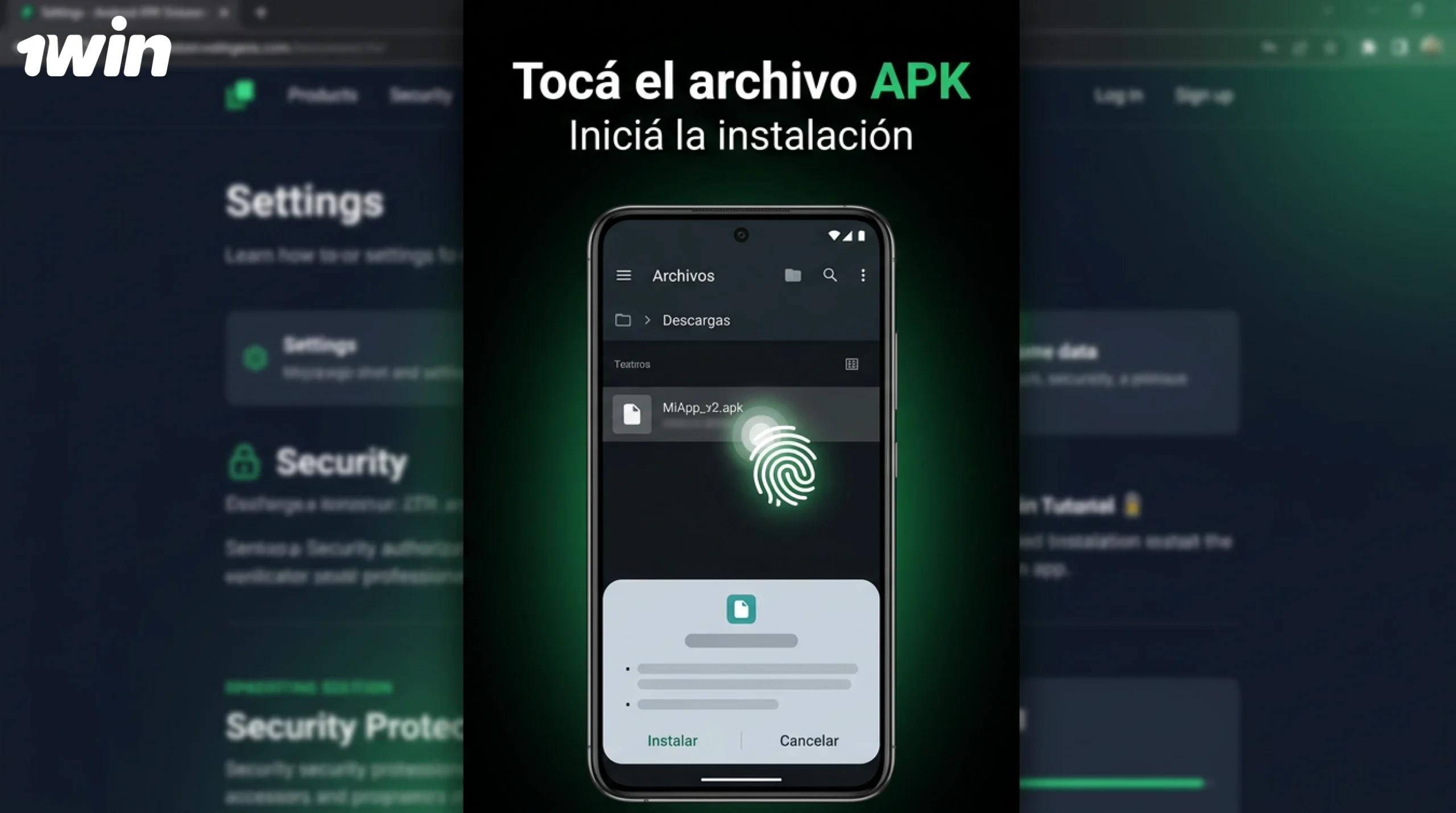 Pulsa sobre el archivo APK de 1win descargado para iniciar el proceso de instalación